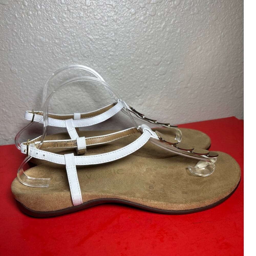Vionic Women's Miami Thong Flat White Leather Sandals Size 10
